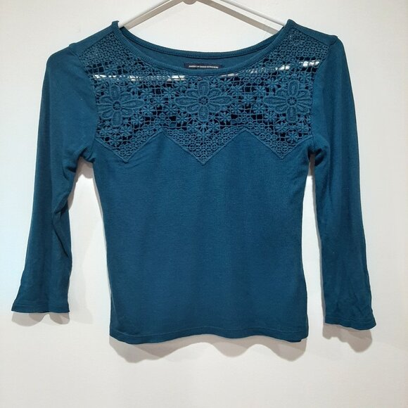 American eagle cropped ribbed crochet boho top - Picture 1 of 9